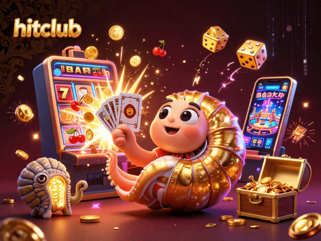 Win big at hitclub with an ultra-detailed illustration of a giant nautilus roulette wheel amid vibrant casino elements.