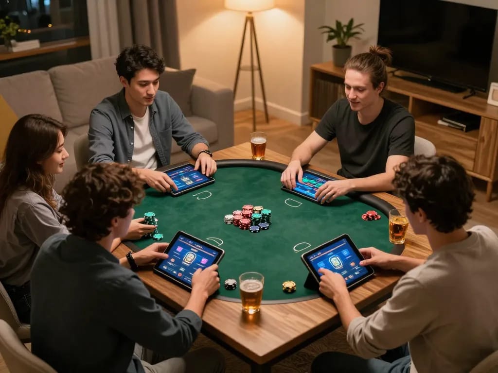 Tylekeo online poker scene with engaged players enjoying a cozy gaming atmosphere from home.
