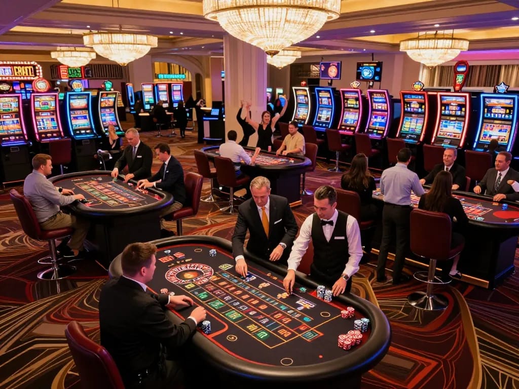 Players placing bets at bustling roulette tables on the vibrant casino floor, showcasing the excitement of https://www.bearcreekwatershed.org/macroinvertebrates gaming strategies