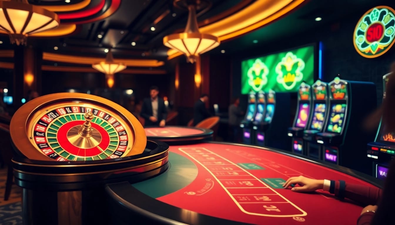 Engage in thrilling games at https://nk88zz.bio/ with roulette and poker tables, showcasing casino excitement.