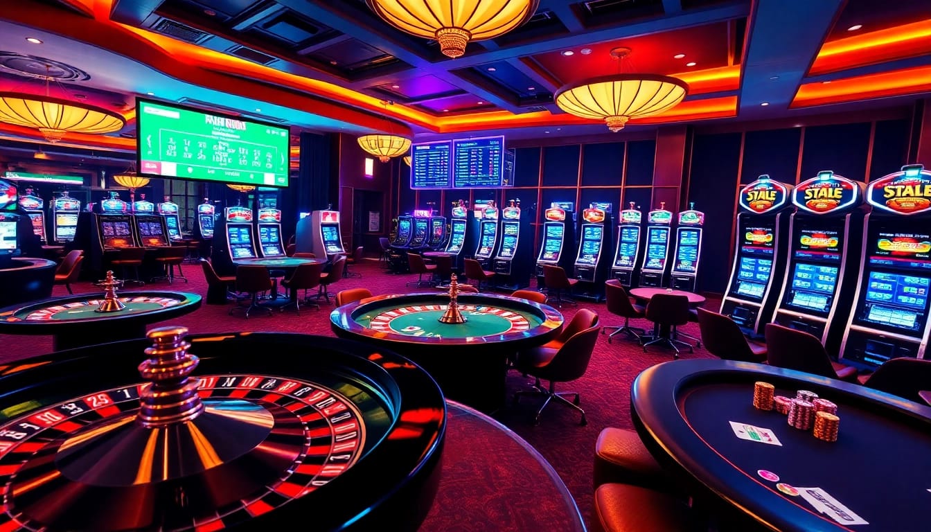Exciting gambling scene showcasing casino games and features from https://rr9988.net/ with colorful cards and roulette.