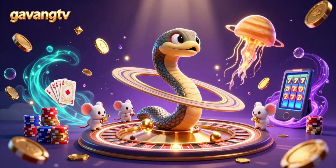 Experience thrilling bets with gavangtv's cosmic roulette scene featuring playful astronaut mice and vibrant casino elements.