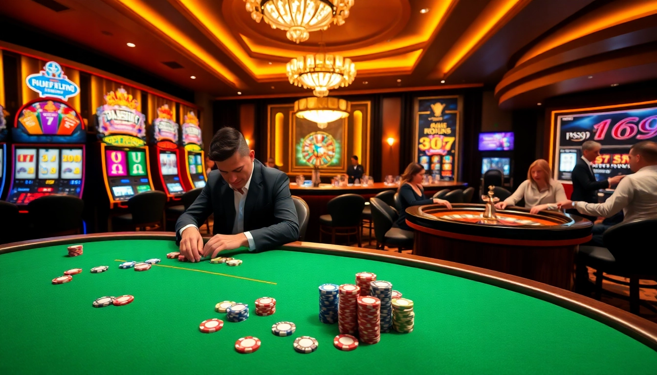 Engaging scene of players at a professional gaming table showcasing the Nhà cái PS99 experience.