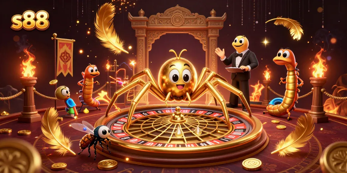 Bet on the thrilling s88 roulette wheel as a golden spider spins fortune and a centipede croupier dazzles!