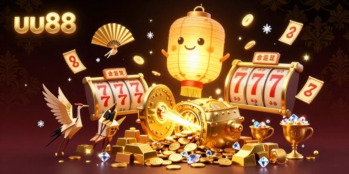 Experience thrilling gaming action with uu88, featuring vibrant slot elements and radiant treasures.