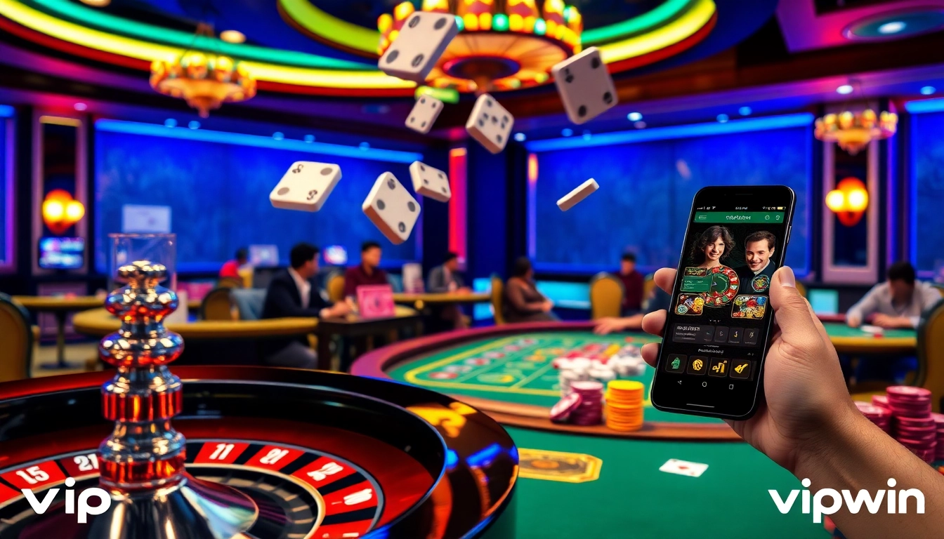 Experience the excitement of vipwin with luxurious gaming tables and vibrant gambling action.