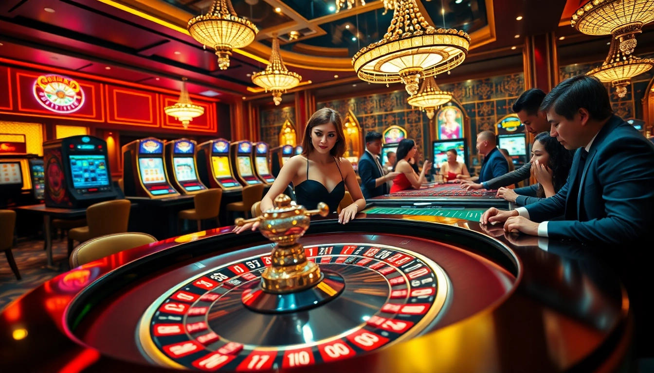 Players engaging in high-stakes betting at the qh88 casino, with vibrant chips and roulette table.