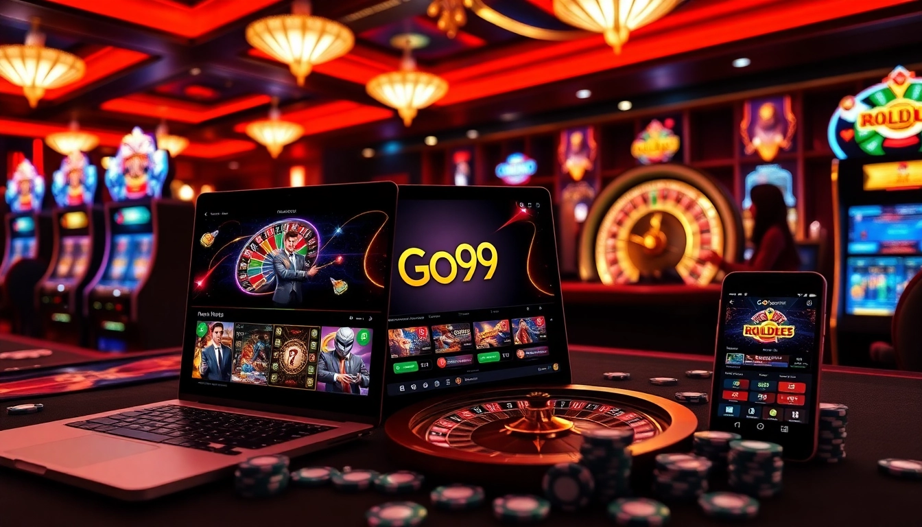 Play exciting games with Go99 on your devices, showcasing a vibrant casino experience.