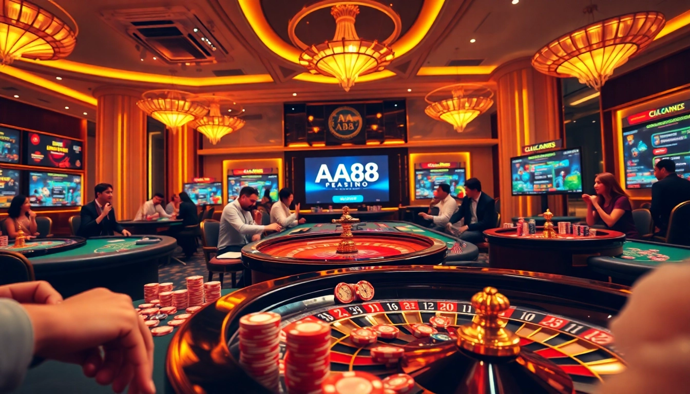 Win big at AA88 casino with exciting games and vibrant gambling atmosphere.