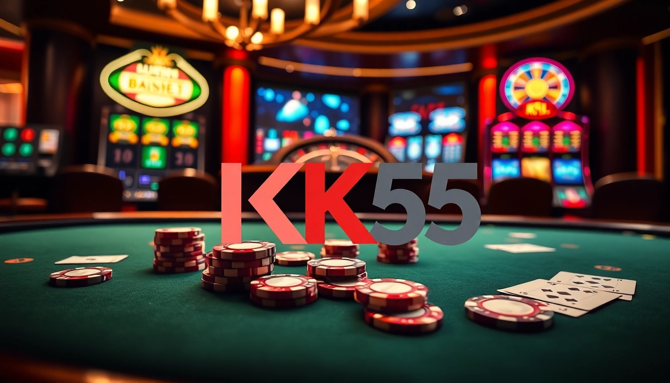 Experience the excitement of gambling at KK55 with luxurious tables and vibrant atmosphere.