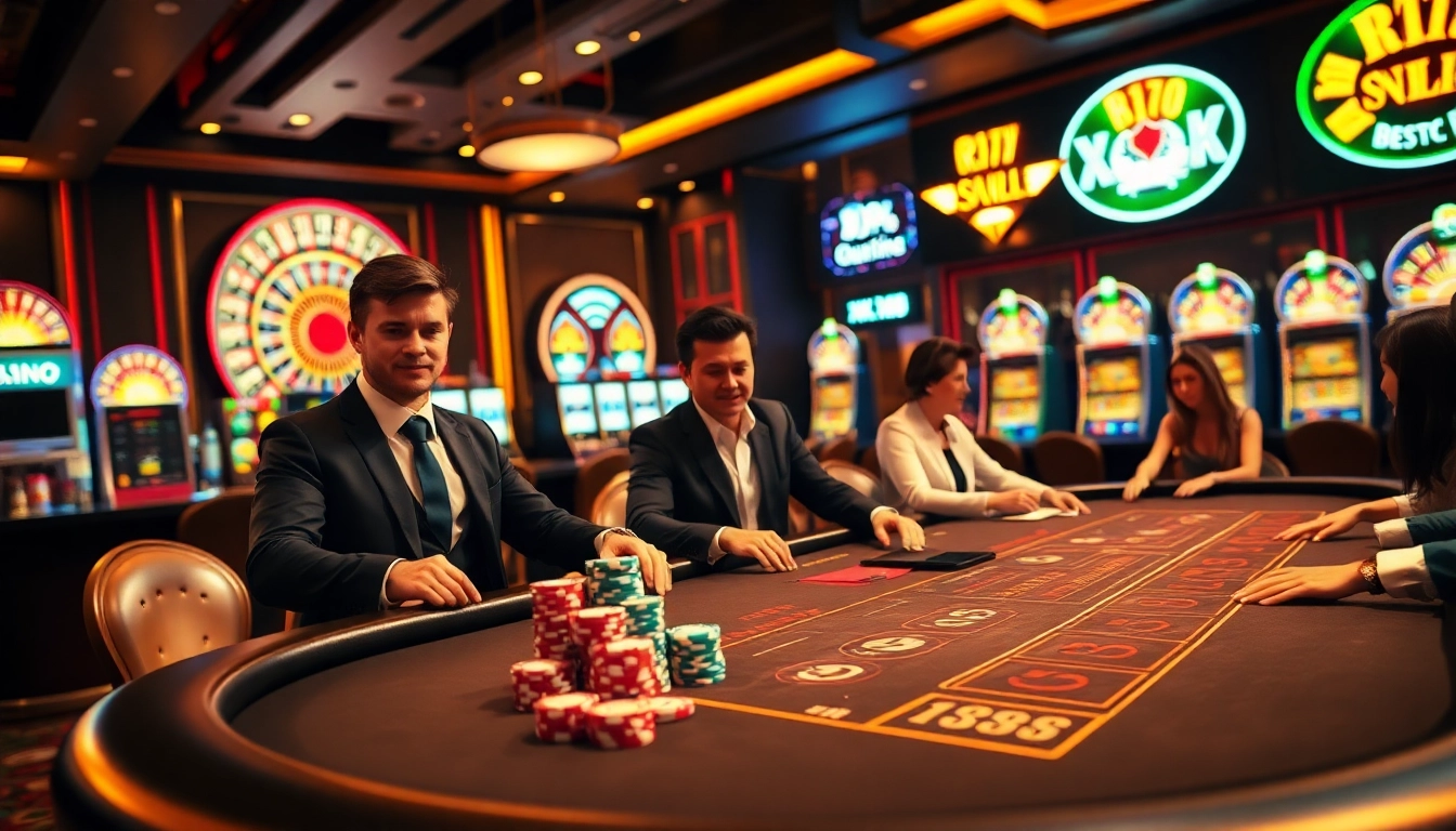 Players enjoying a thrilling game of blackjack at XX88 casino table.
