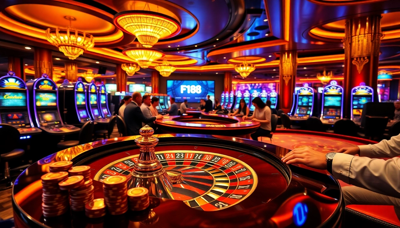 Experience the thrill of F168's vibrant casino atmosphere with players engaged in dynamic betting.