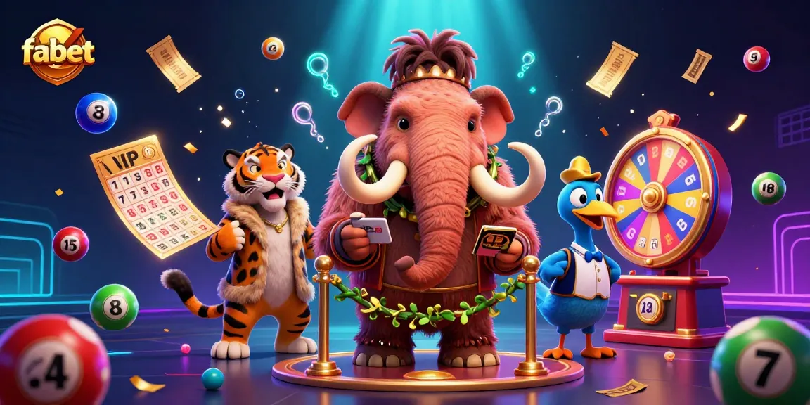 Experience thrills with fabet as a woolly mammoth checks IDs at a vibrant casino scene.