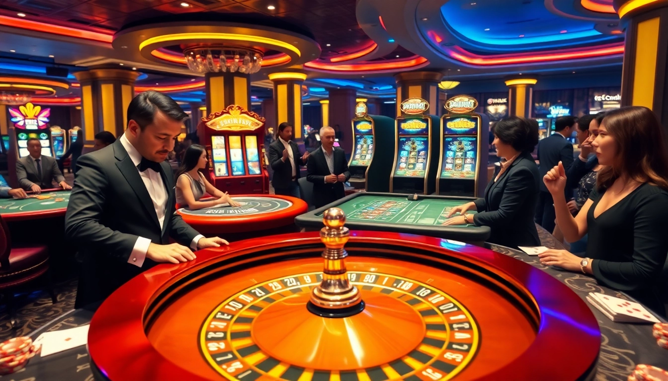 Experience the thrill of OPEN88 at a luxurious online casino, featuring roulette, slots, and engaging players.