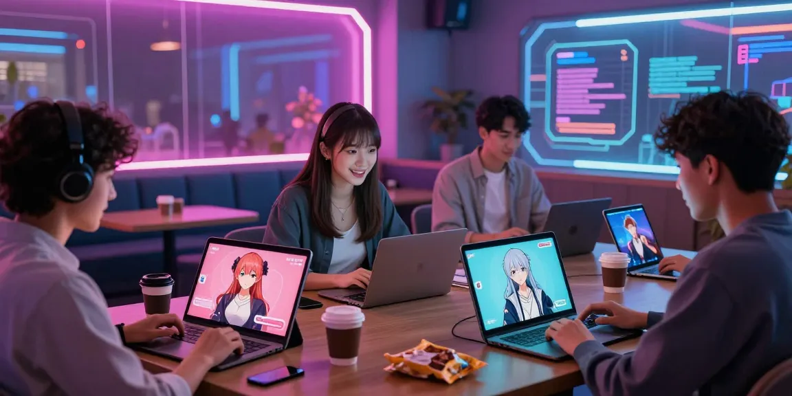 Engaging ecchi chat AI interactions in a vibrant digital lounge setting.