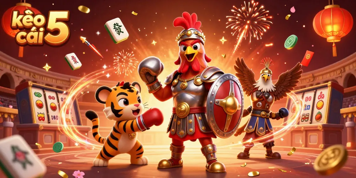 Engage with the casino thrills of kèo nhà cái 5 featuring gladiator rooster and sparring cub.