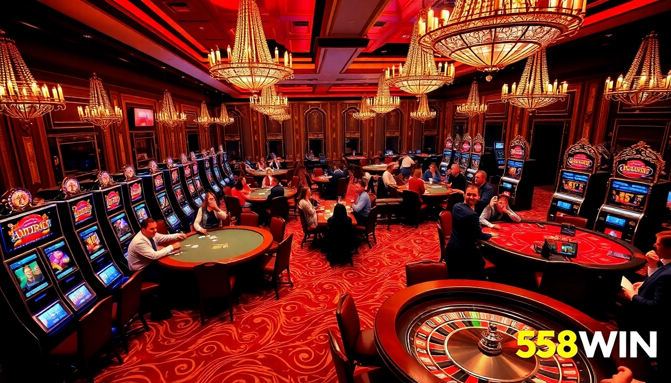 Players experiencing the excitement of gambling at nhà cái 58WIN with roulette and poker games.