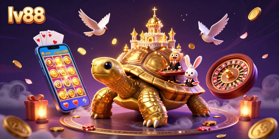 Engage with lv88's thrilling gaming experience featuring a golden tortoise casino and enchanting elements.