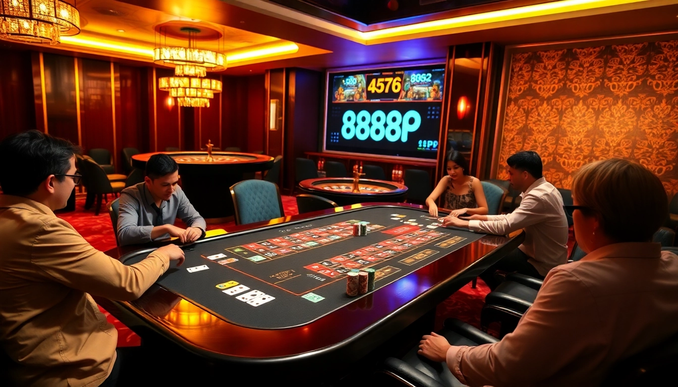 Engage with link 888P at a vibrant casino table, featuring poker chips and cards in play.