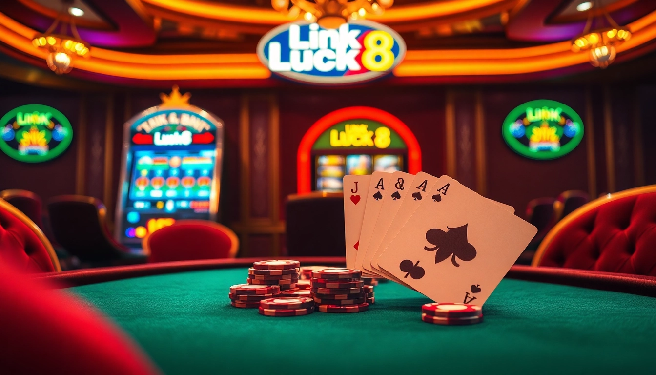 Experience thrilling gameplay at Link Luck8 with vibrant casino tables and engaging slot machines.