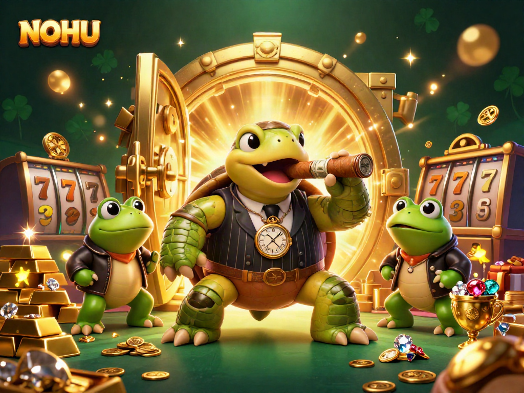 Engage with NOHU's thrilling casino experience featuring vibrant characters and jackpot elements.