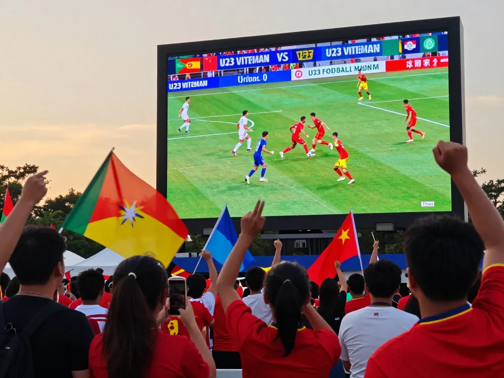 Watching trực tiếp bóng đá U23 Việt Nam brings fans together in a lively outdoor setting