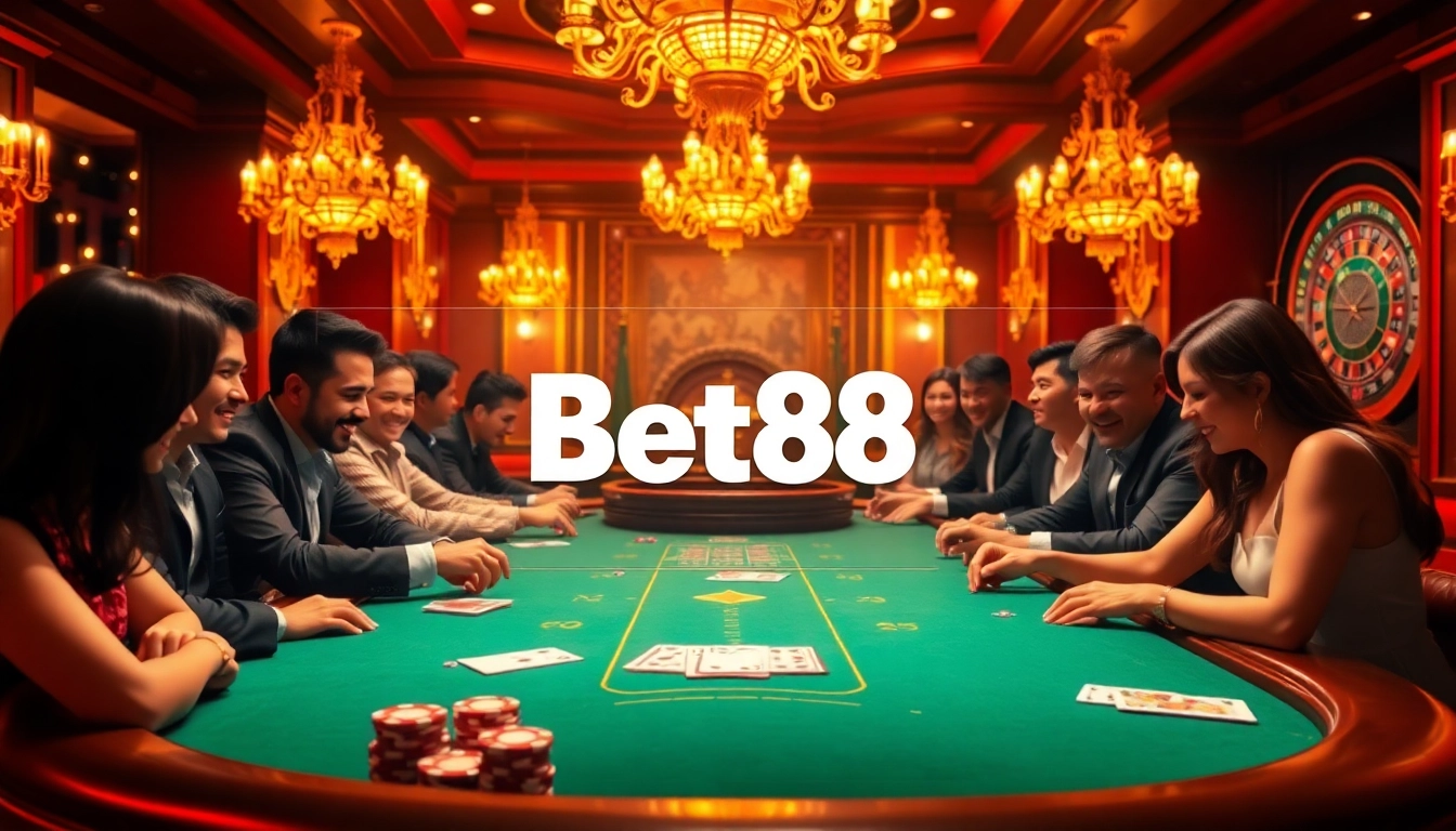 Join the excitement at https://bet88e.gold/, where players engage in intense poker matches while enjoying a luxurious casino setting.