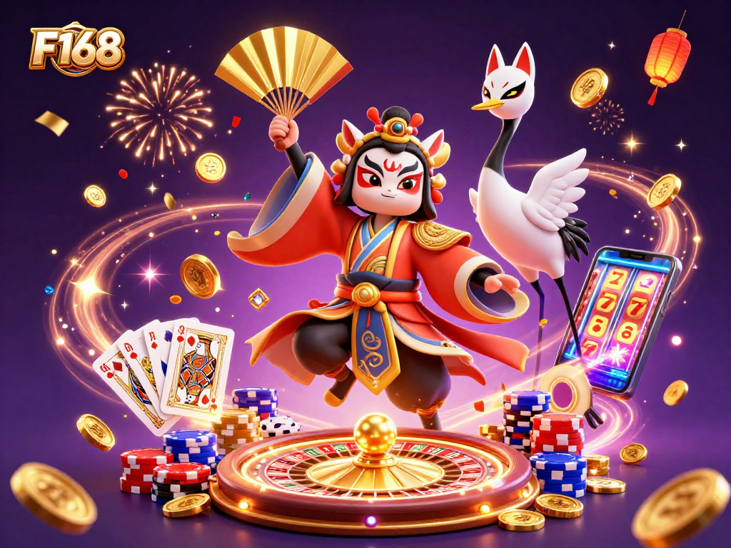 Experience exciting wins at F168 with dynamic 3D casino characters and vibrant gaming elements.