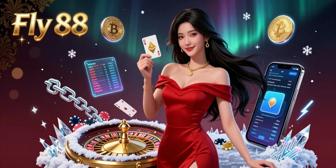 Experience the excitement of Fly 88 casino with vibrant 3D gaming elements and a glamorous host in a dynamic scene.