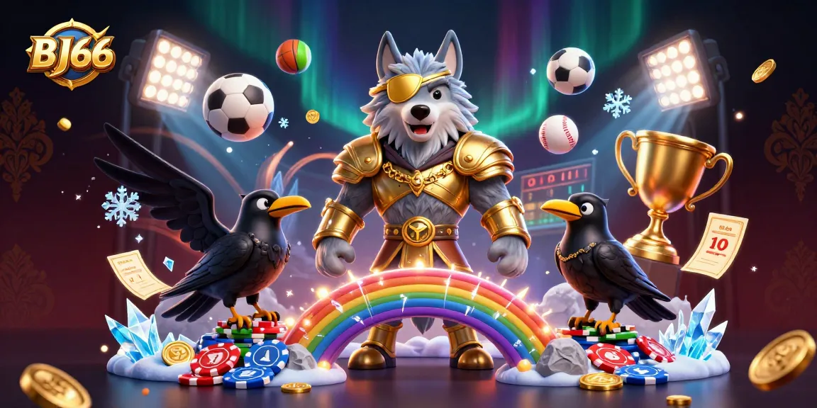 Win big at BJ66 with a dynamic 3D scene showcasing characters and vibrant gaming elements.