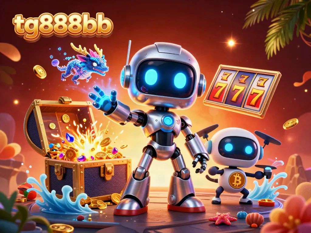 Engage with exciting gaming experiences on tg888bb featuring vibrant 3D robot and holographic visuals.