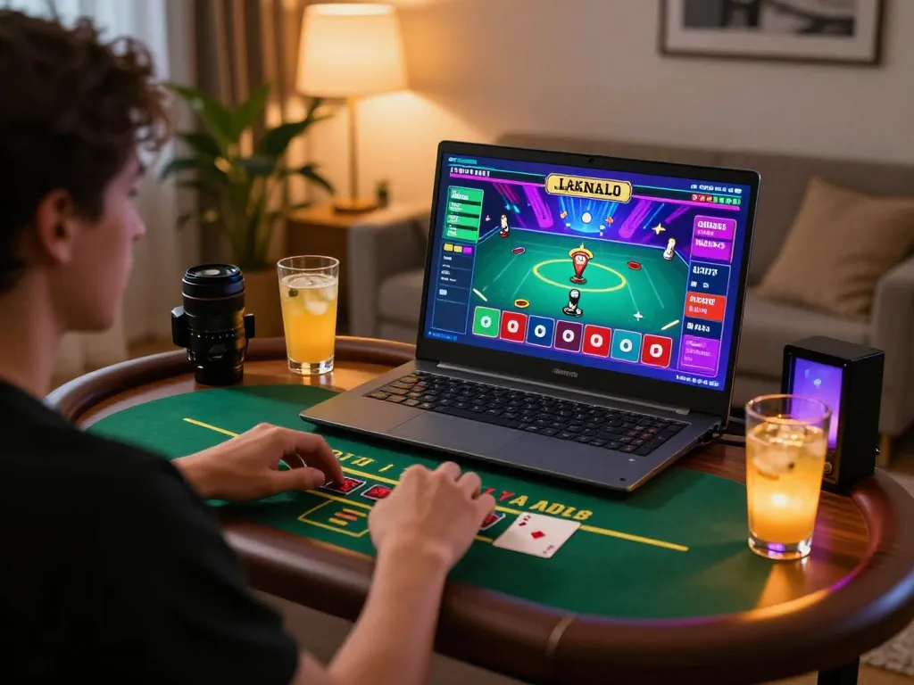 Engaging gameplay experience at rr88vip with live dealer blackjack on laptop at home.