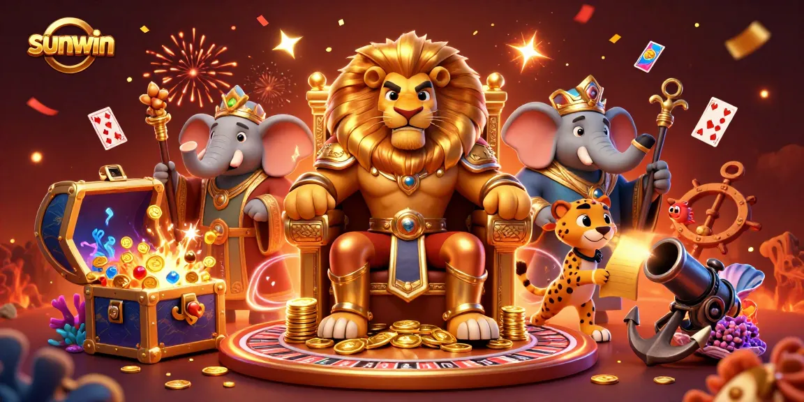 Experience thrilling gameplay at sunwin with a dynamic casino scene featuring vibrant characters and elements.