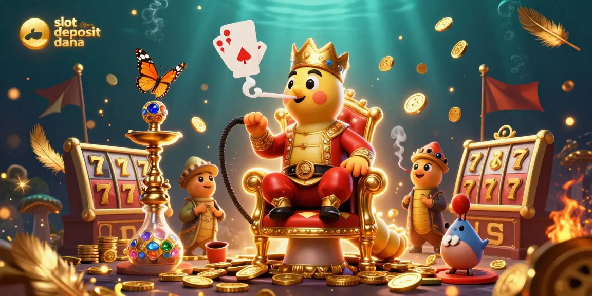 Engaging scene with slot deposit dana showcased through dynamic gaming elements and a vibrant caterpillar character.