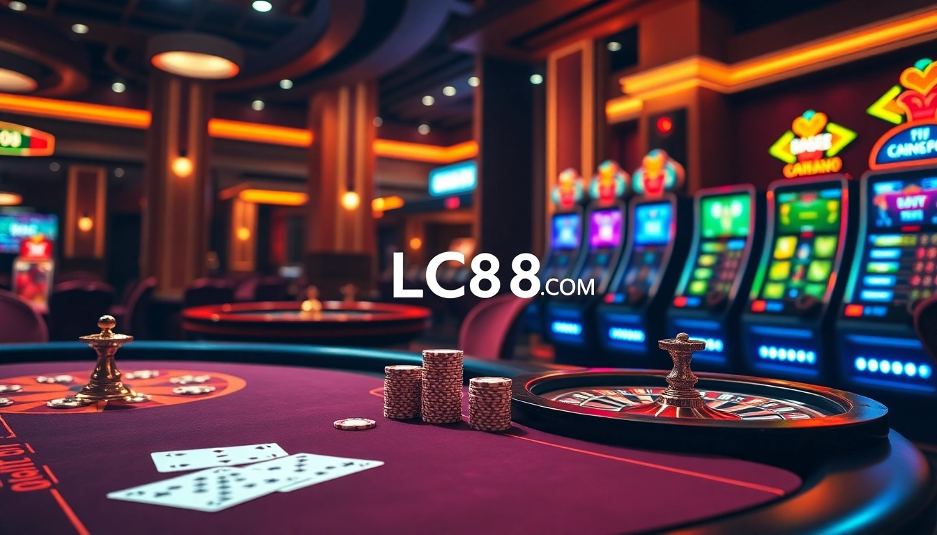 Experience the luxury of LC88 COM with engaging poker tables and vibrant slot machines.