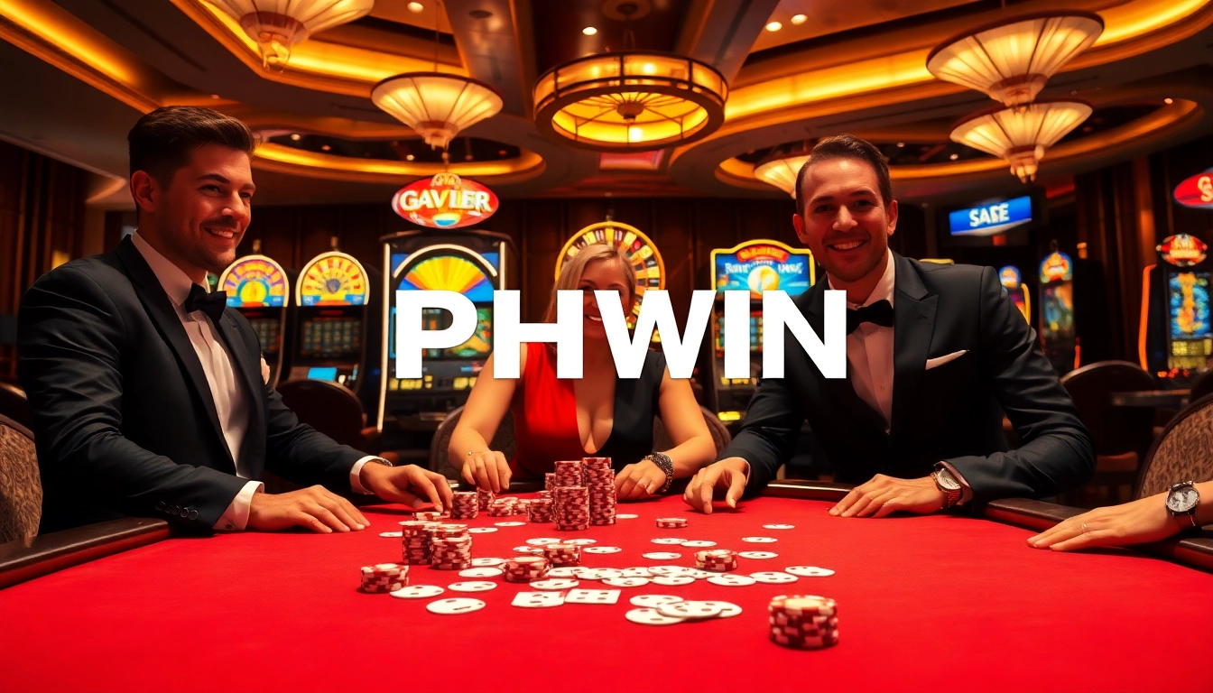 Players engage in an exciting poker game at PHWIN online casino, showcasing strategic betting.