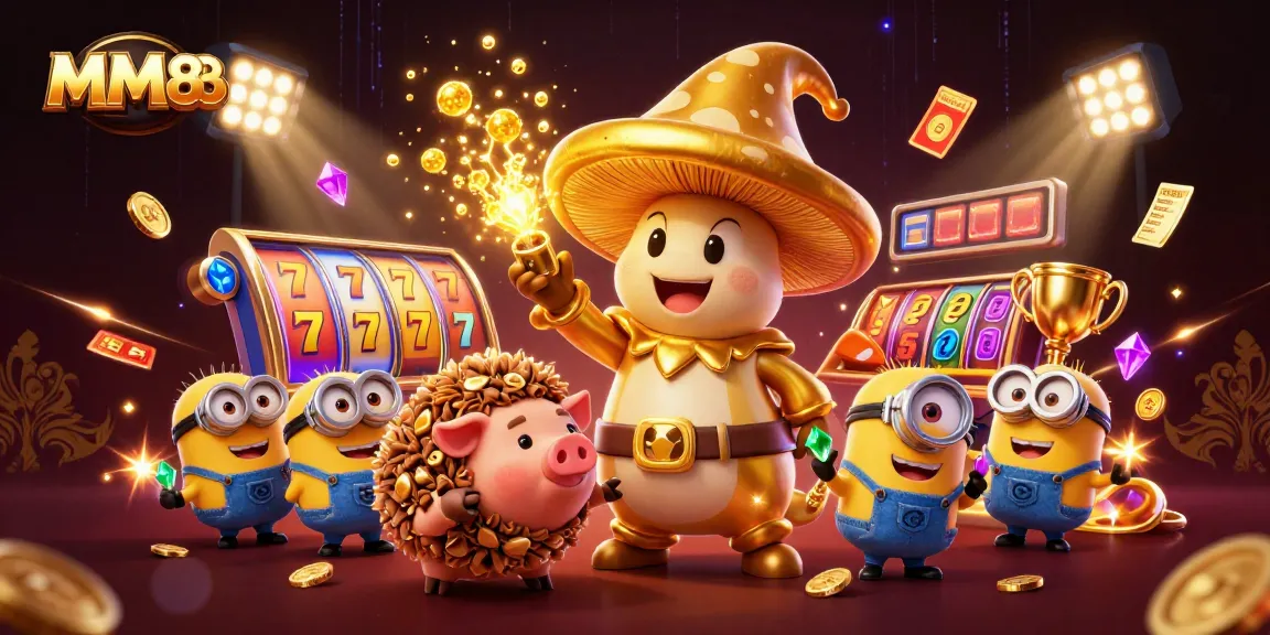 Engage in thrilling casino gameplay with MM88 in a vibrant, animated scene.