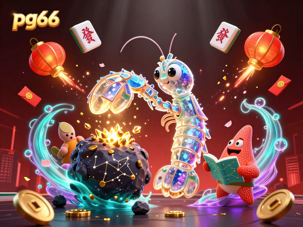 Experience high-stakes gaming with pg66's vibrant 3D illustration showcasing dynamic casino action.