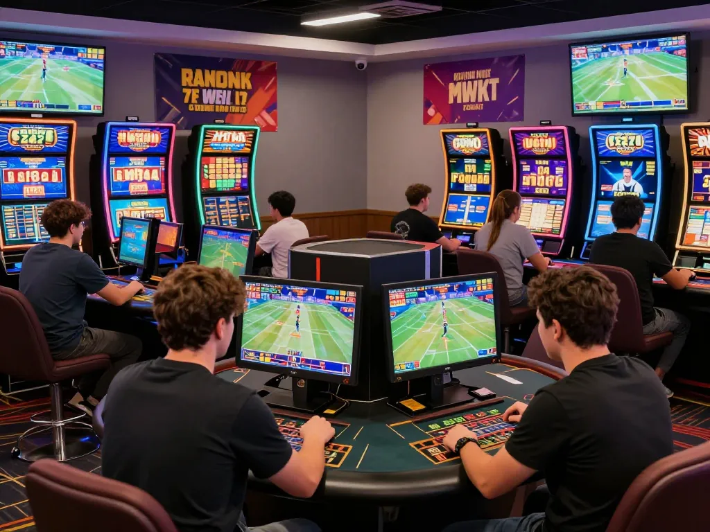 Online gaming excitement at nk88 com with players enjoying betting activities and promotions in a vibrant casino atmosphere.