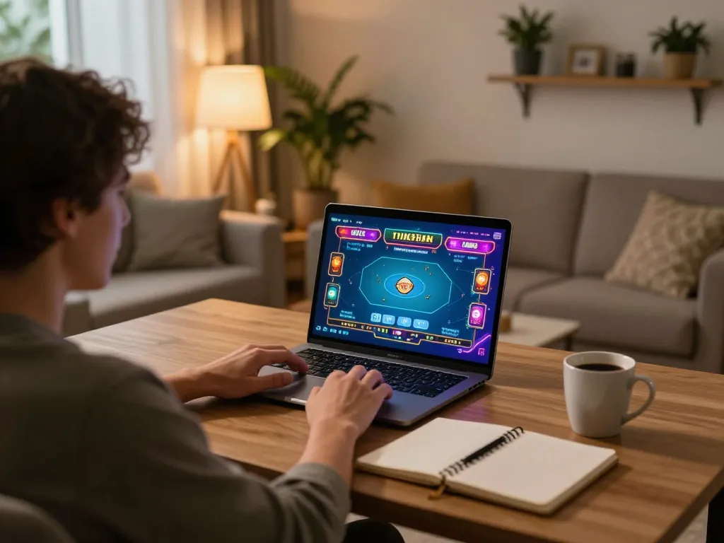 Engaging online session at trang chủ luck8 showcasing a player strategizing in a cozy home environment.