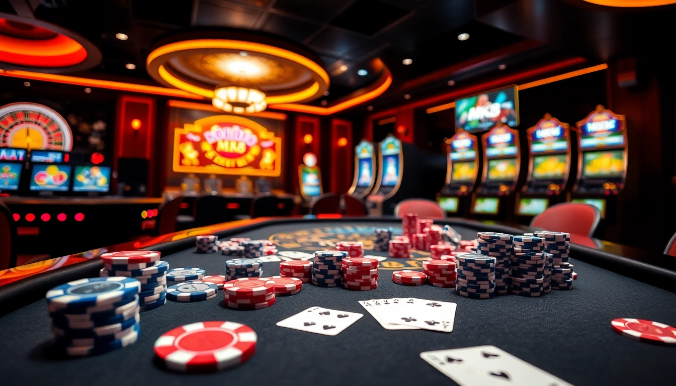 Gambling excitement at a casino table featuring MK8 themed poker chips and cards in play.