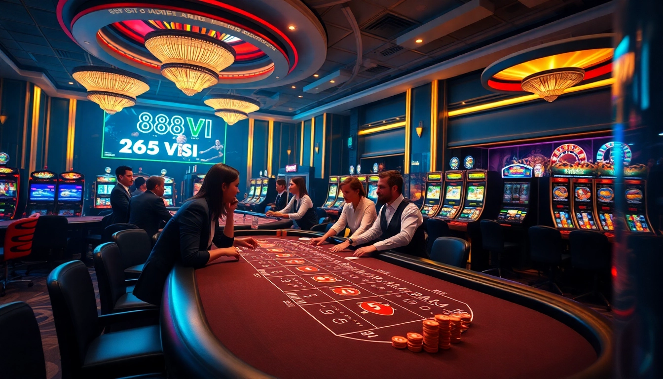 Experience the thrilling excitement of 888VI casino with professional dealers and vibrant game action.