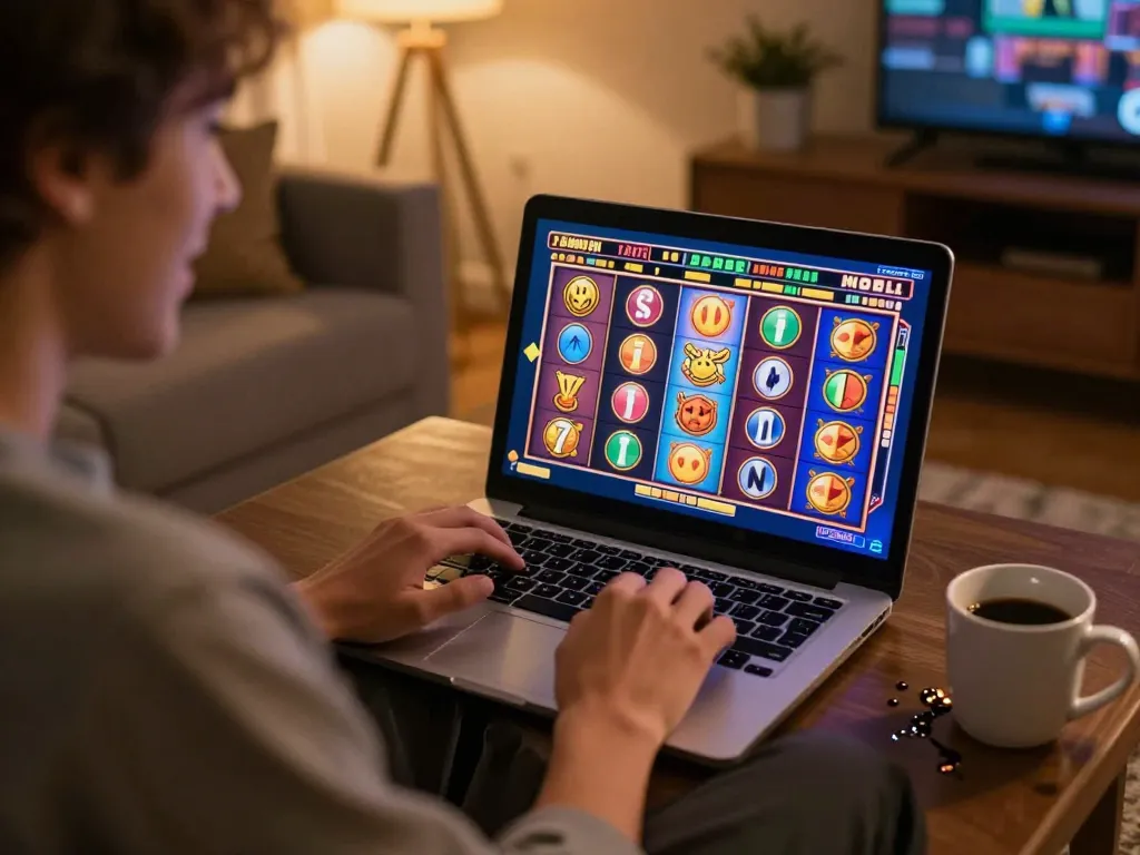 Player enjoying slot games at home on their laptop within 789club platform