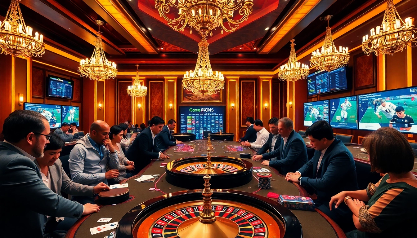 Players placing bets at a luxurious casino inspired by https://tylekeonhacai5.plus/ showcasing thrilling gambling action.