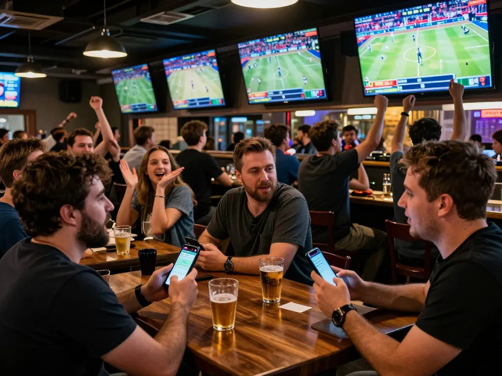 Excited sports betting scene at WW88 with fans placing bets during a live game.