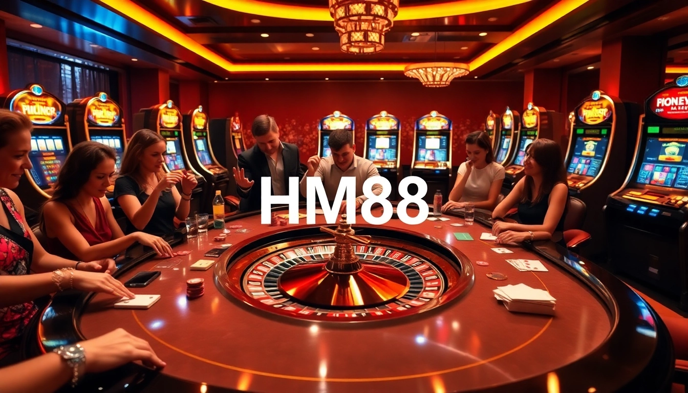 Experience thrilling casino action with HM88, featuring dynamic gaming tables and vibrant atmosphere.