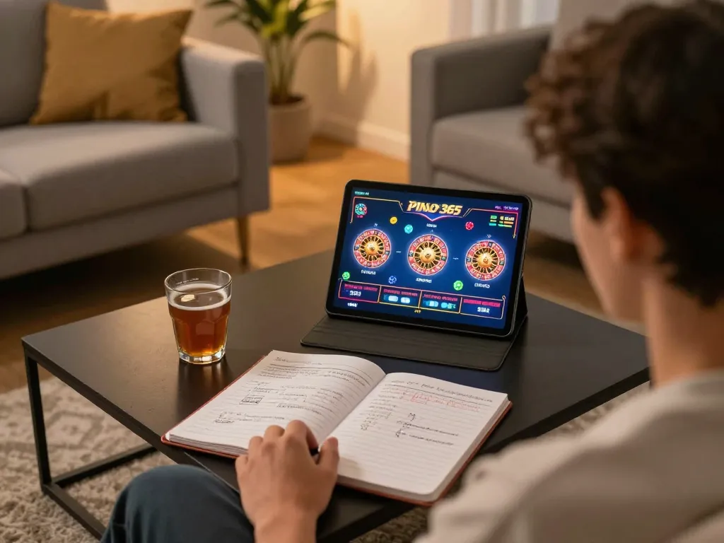 Engaged player enjoying pinoy 365 online casino experience from home with roulette game on tablet