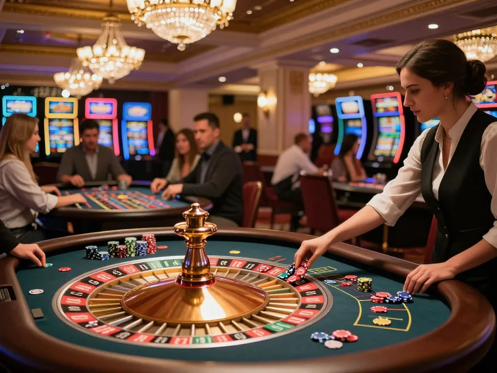 Players engaged at a roulette table showcasing Nk881 sa com's thrilling casino atmosphere.