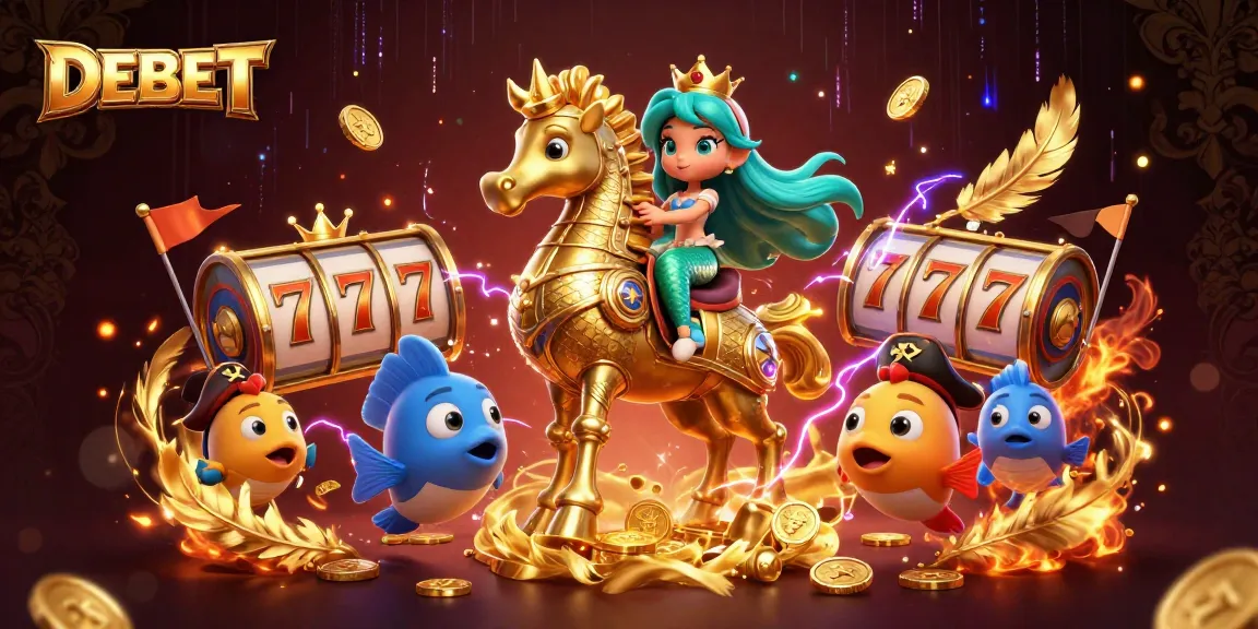 Experience DEBET with vibrant mermaid-themed slots, golden seahorse, and colorful fish companions.