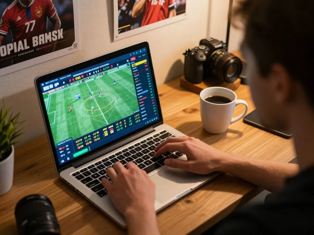 Place strategic bets on fooballl odds while immersed in online sports gaming at home.